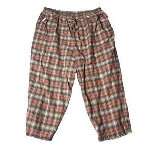 Bobbie Brooks Plaid Cropped Lounge Pants Womens XL Extra Large Black Red Cotton